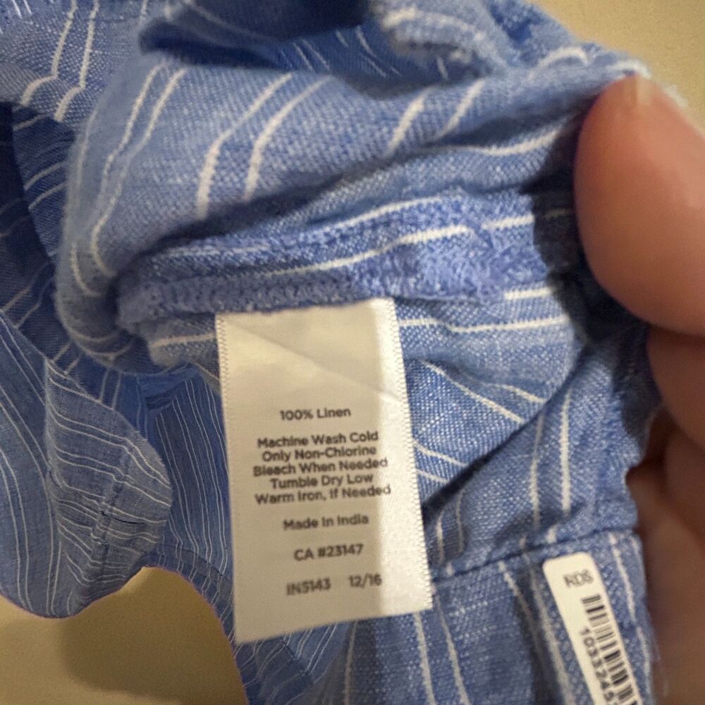 Talbots Vertical Striped Button-Front Peasant Blouse - Picture 6 of 6